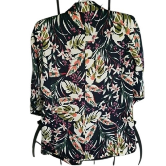 Zara Tropical Floral Silky Smooth Open Front Bold Blazer - Picture 8 of 10